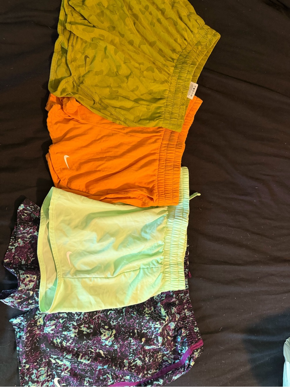 Nike Kids Orange, Lime and Mint Athletic Shorts 4 pairs